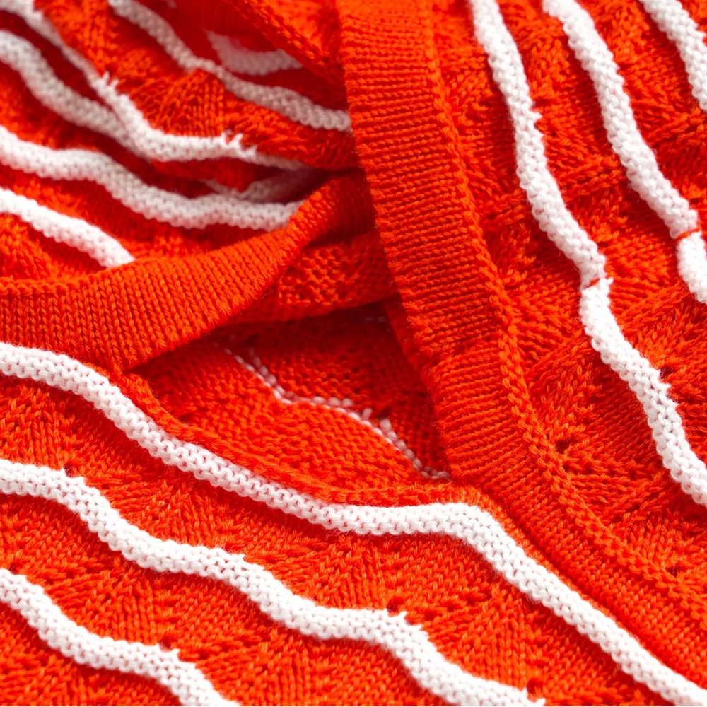Commense Red Striped One Shoulder Knit Crop Top - size medium - Picture 5 of 7